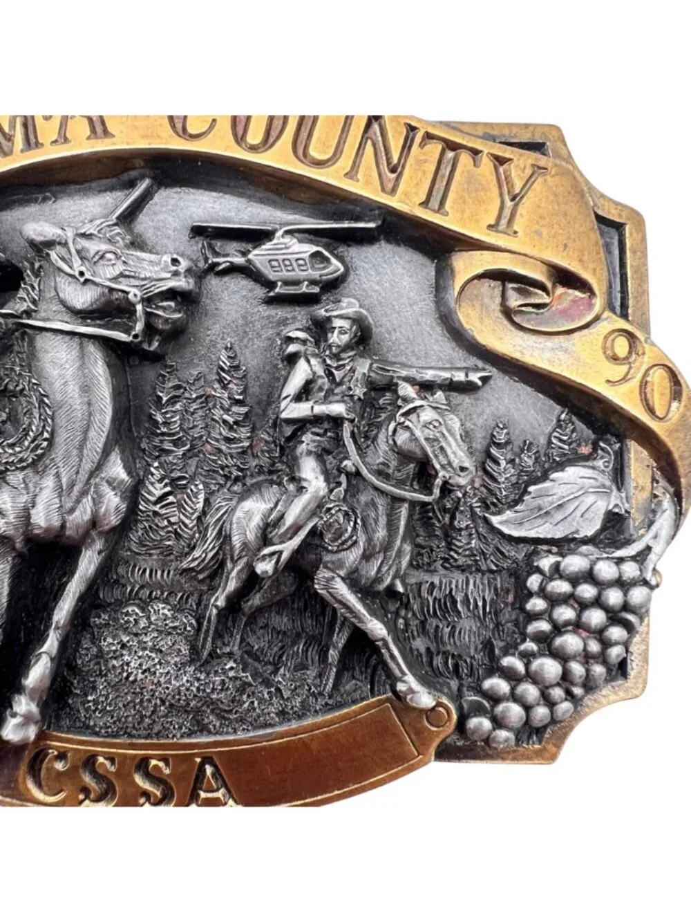 Sonoma County 1990 CSSA Limited Edition Sheriff Belt Buckle Bell Helicopter USA